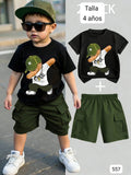 CONJUNTO DE OSO CAMISA NEGRA DE NIÑO