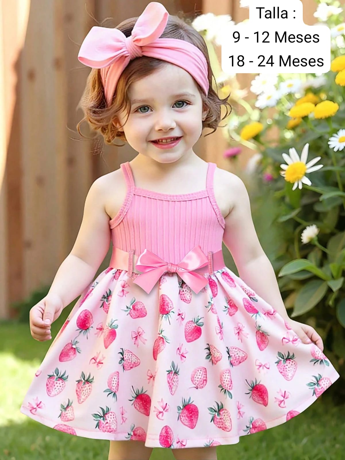 VESTIDO DE NIÑA ROSITA CON FRESAS