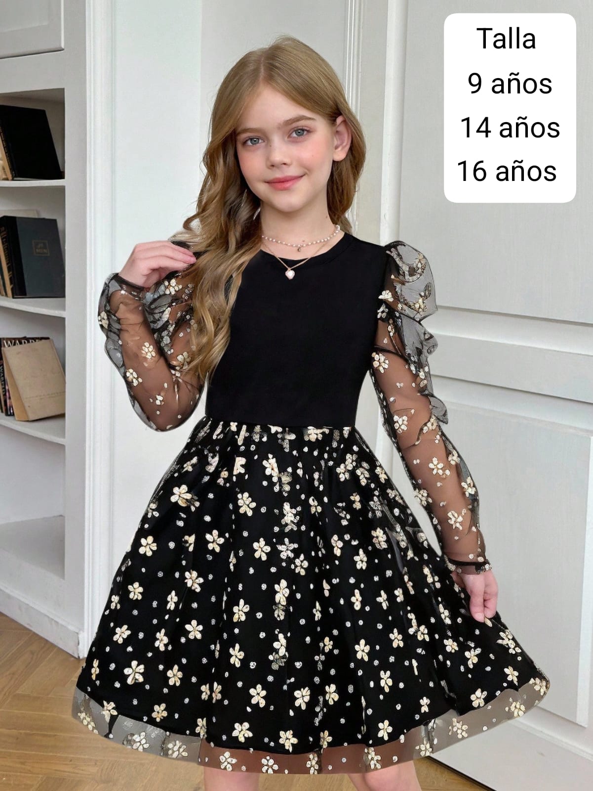 VESTIDO LARGO NEGRO DE NIÑA