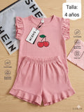 CONJUNTO ROSADO DE NIÑA DE CEREZA