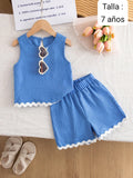 CONJUNTO AZUL CON SHORT DE NIÑA