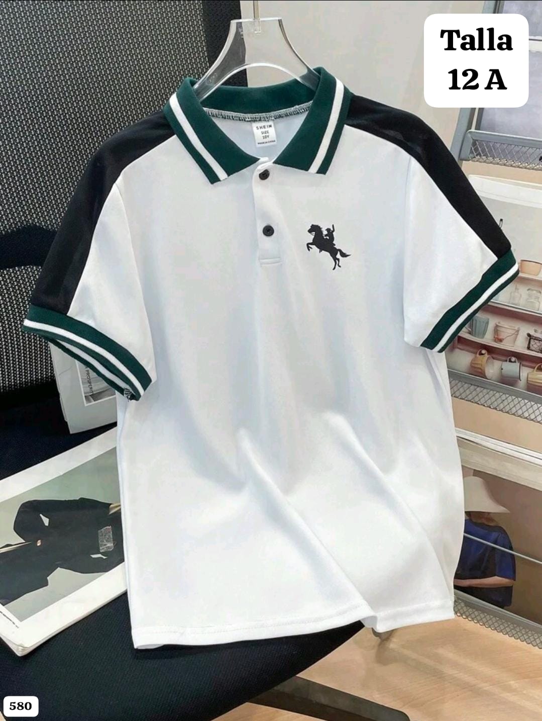 CAMISA BLANCA CON VERDE DE NIÑO