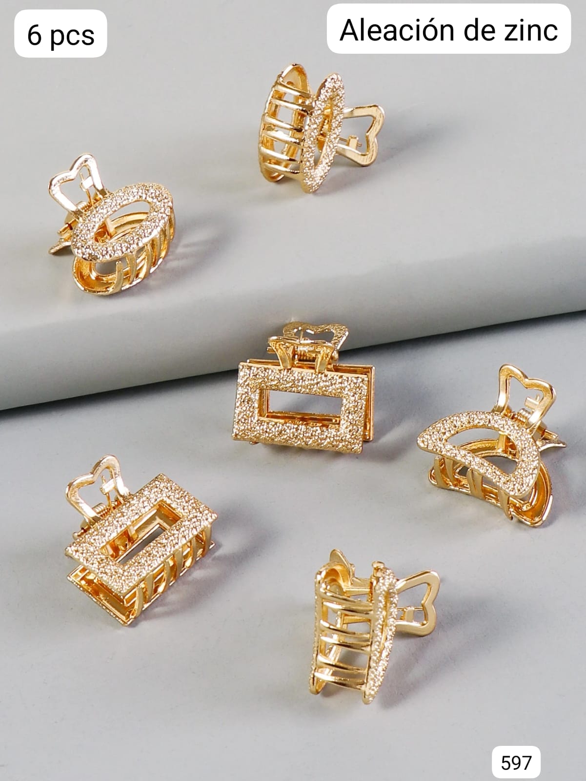 SET DE 6 PIEZAS DE MINIGANCHITOS DORADOS