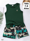 CAMISA + SHORT DE PLAYA DE NIÑO VERDE