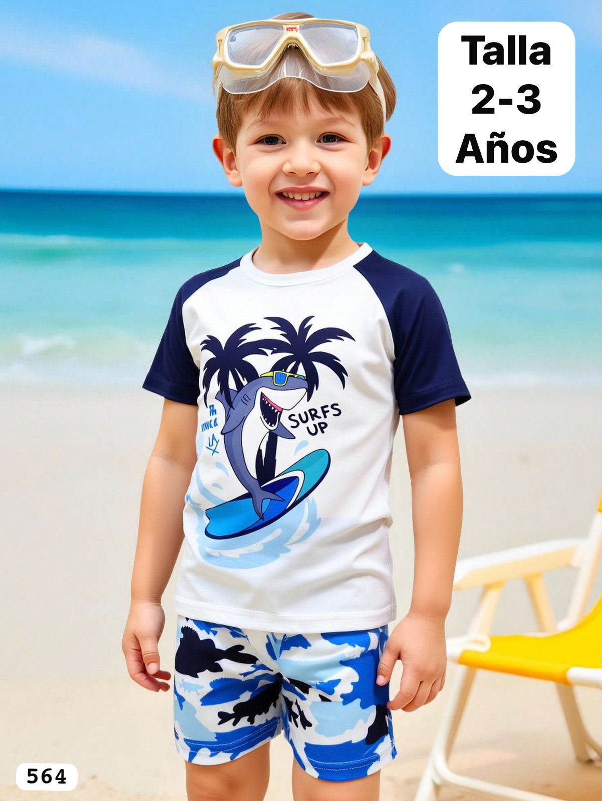 CAMISA DE TIBURON + SHORT DE PLAYA DE NIÑO
