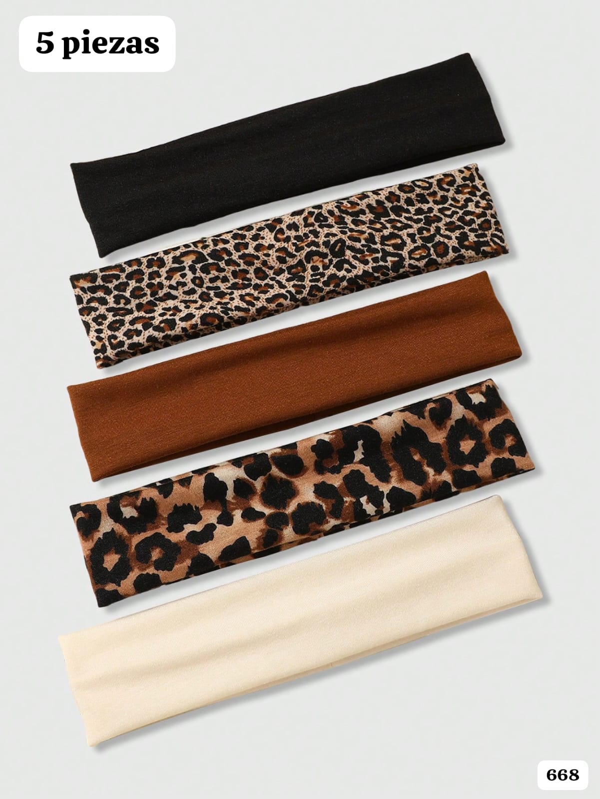 5 PIEZAS DE VINCHAS DE ANIMAL PRINT