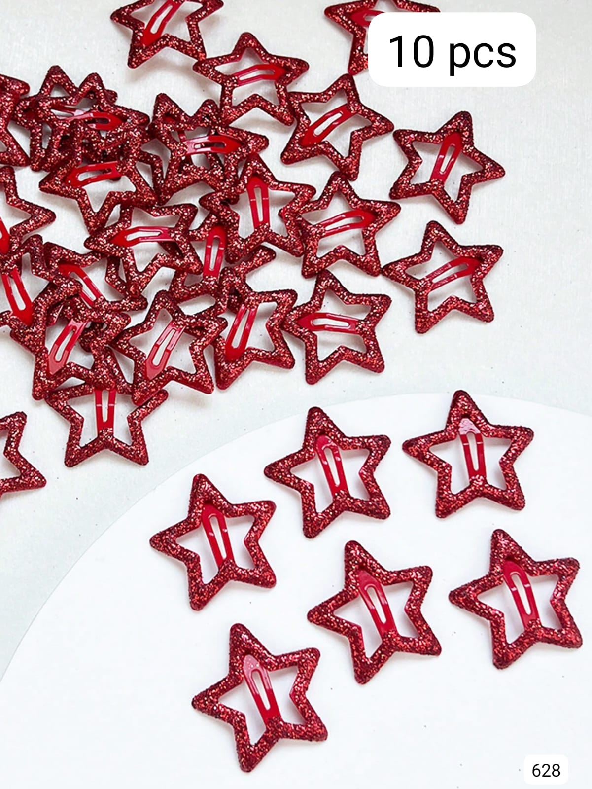 10 PIEZAS DE ESTRELLITAS ROJO CON BRILLO