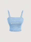 CROP TOP CELESTE CON BRILLOS DE MUJER