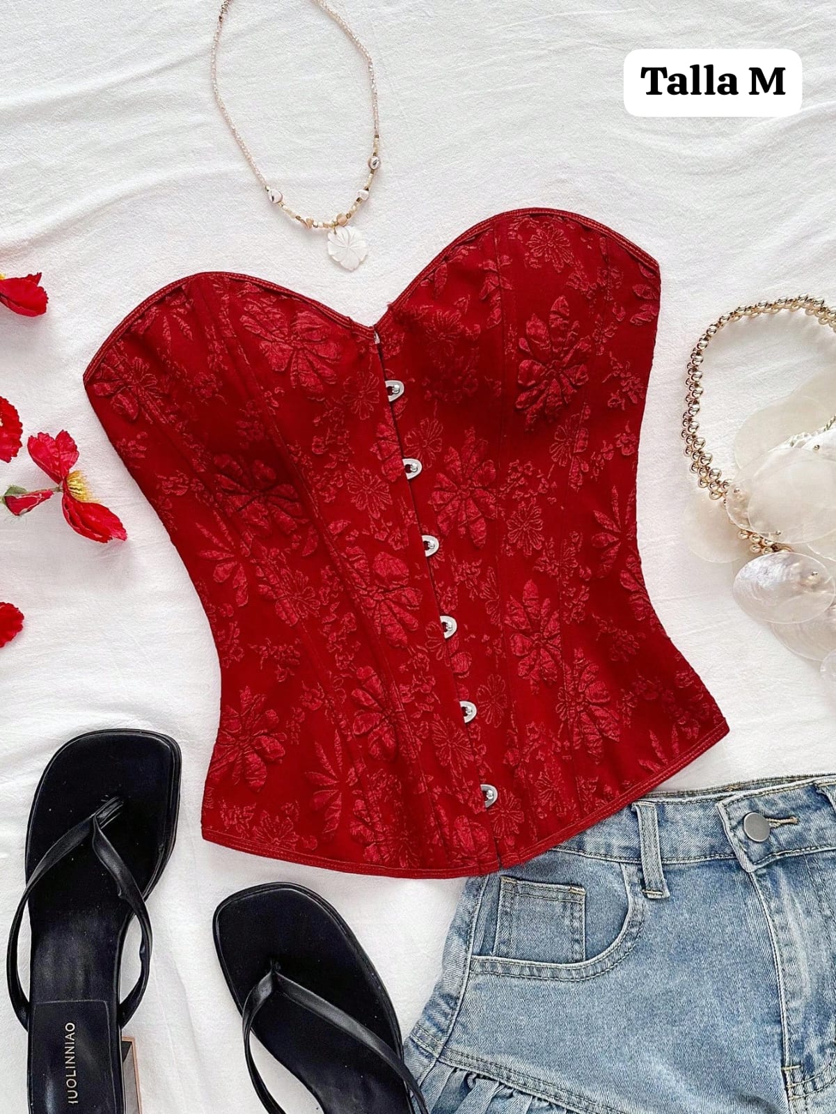 TOP CORSET ROJO DE MUJER