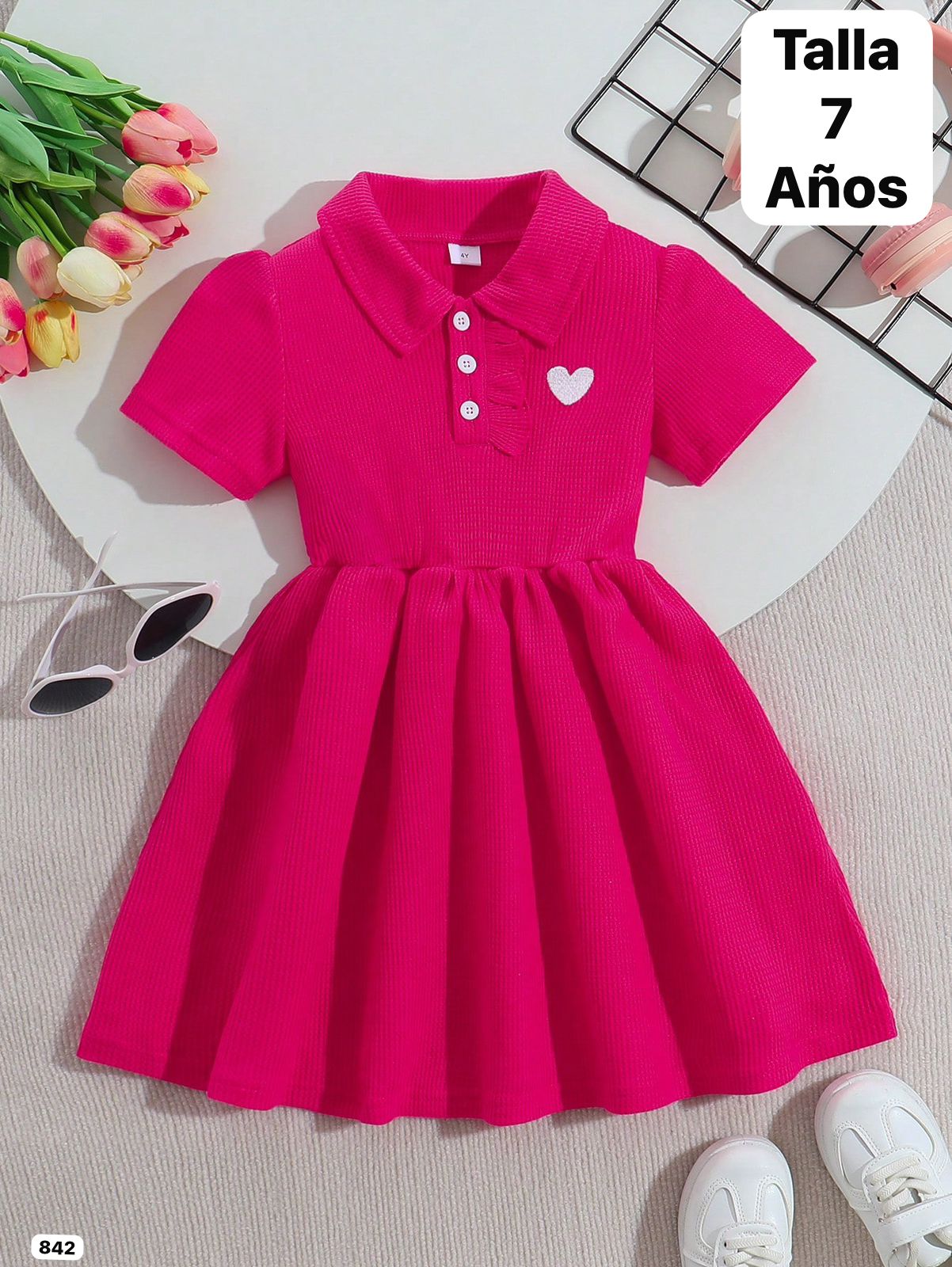 VESTIDO ROSADO FUSCIA DE NIÑA