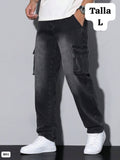 PANTALON NEGRO CARGO ANCHO DE HOMBRE