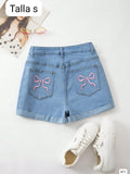 SHORT CELESTE CON CHONGO DE MUJER