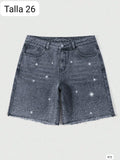 SHORT LARGO CON BRILLOS DE MUJER