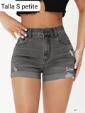 SHORT PEGADO GRIS DE MUJER