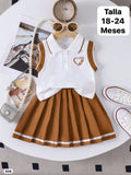 CONJUNTO DE FALDA CAFE DE NIÑA