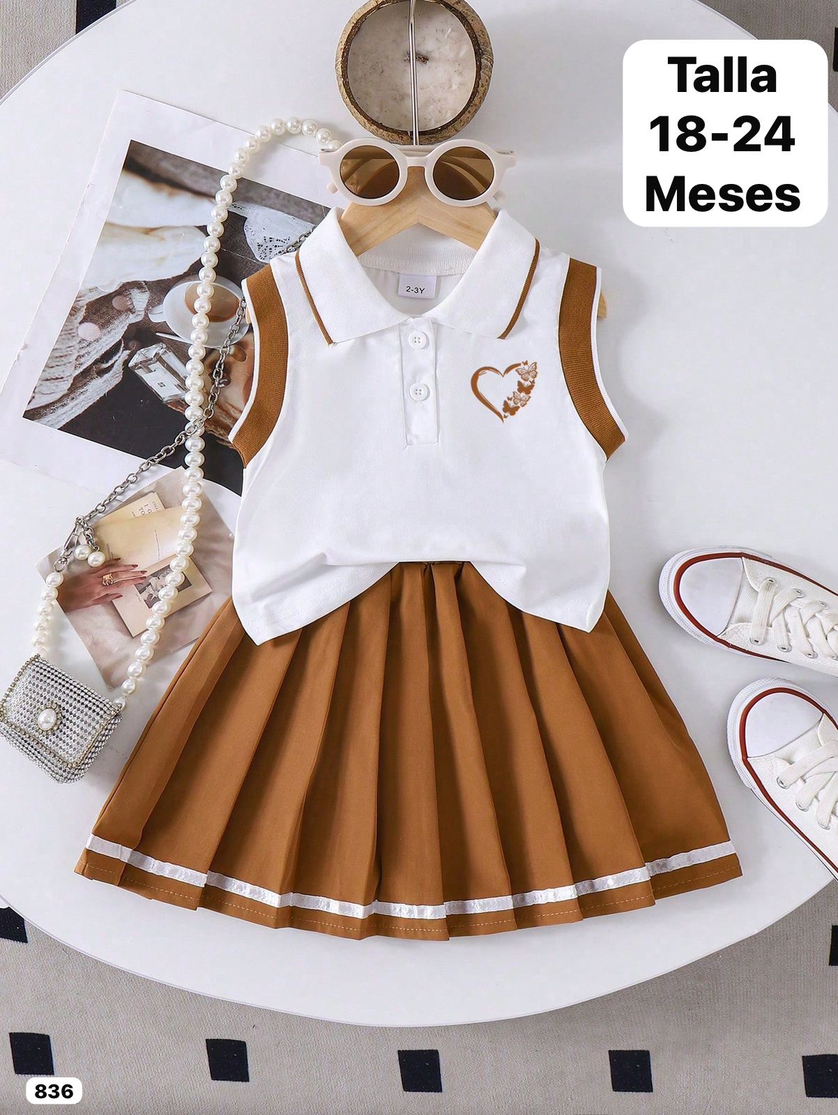 CONJUNTO DE FALDA CAFE DE NIÑA
