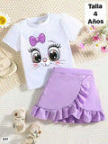 CONJUNTO DE FALDA MORADO DE NIÑA