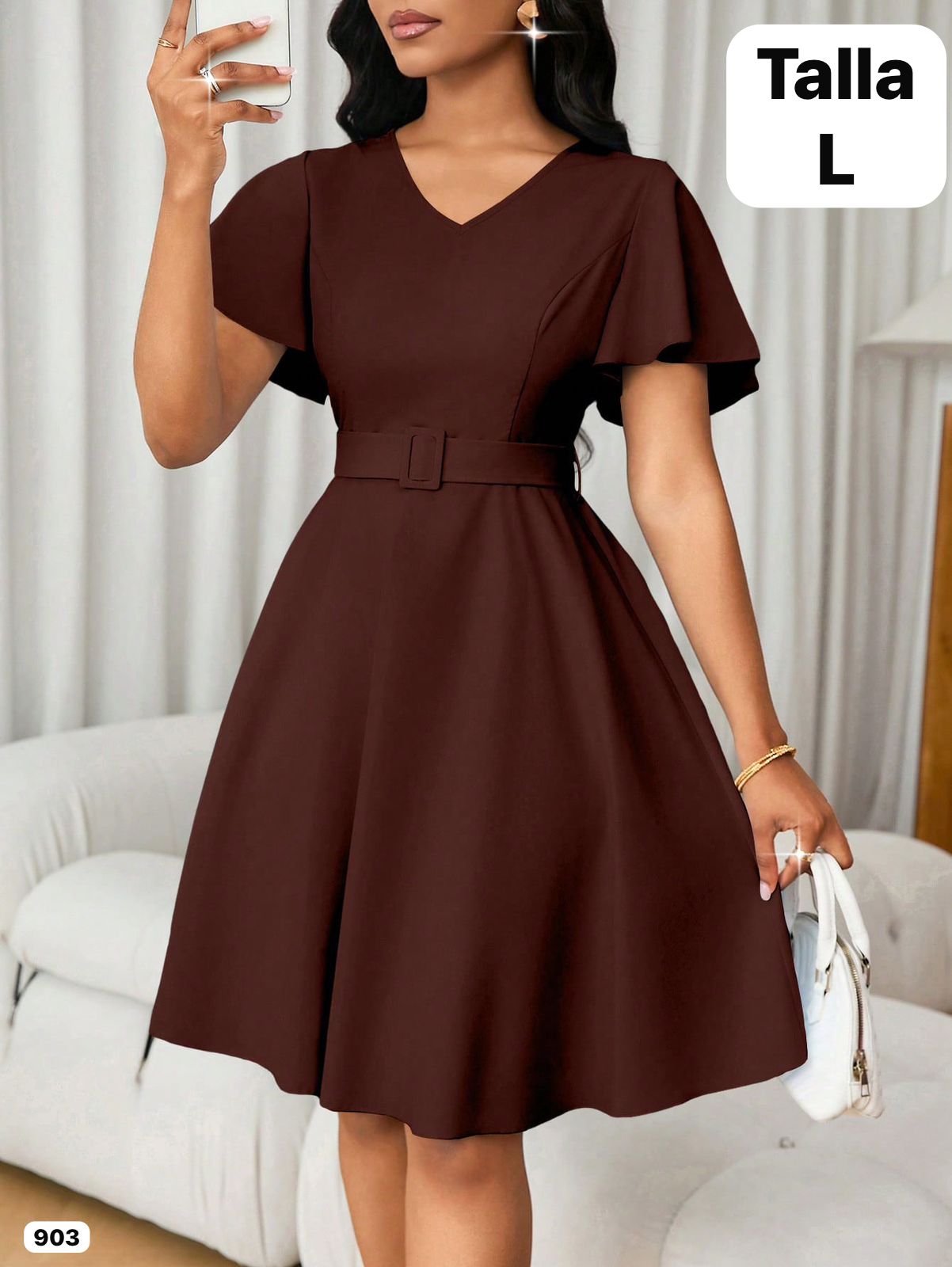 VESTIDO CAFE DE MUJER