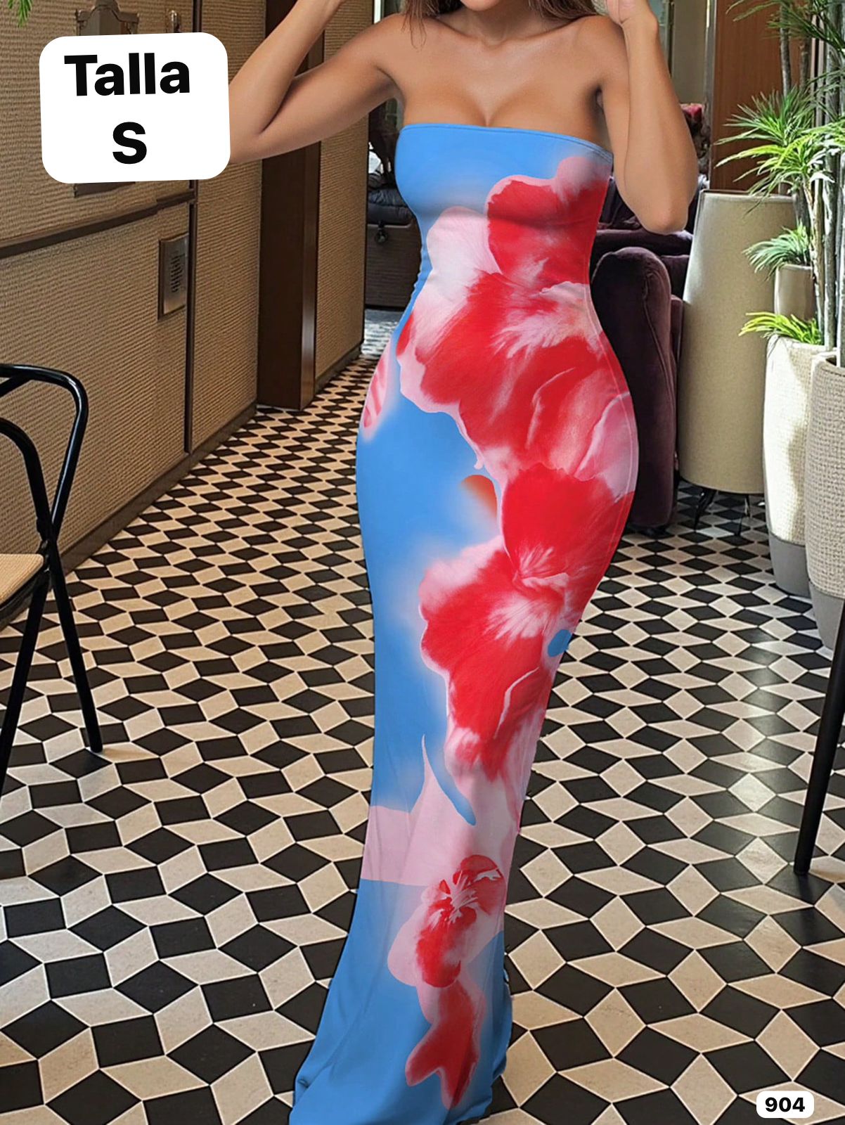 VESTIDO LARGO PEGADO DE MUJER
