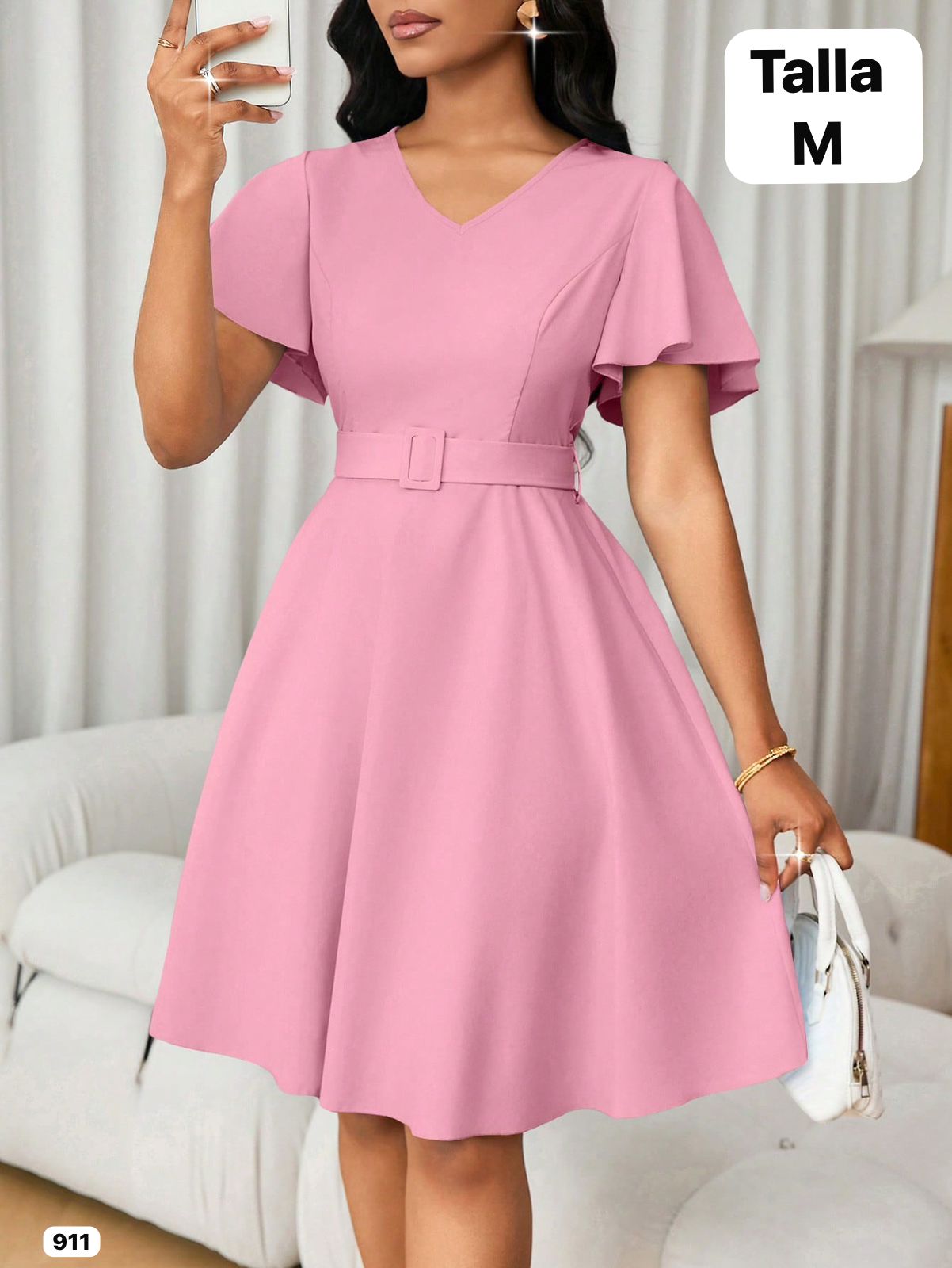 VESTIDO CORTO ROSA DE DAMA