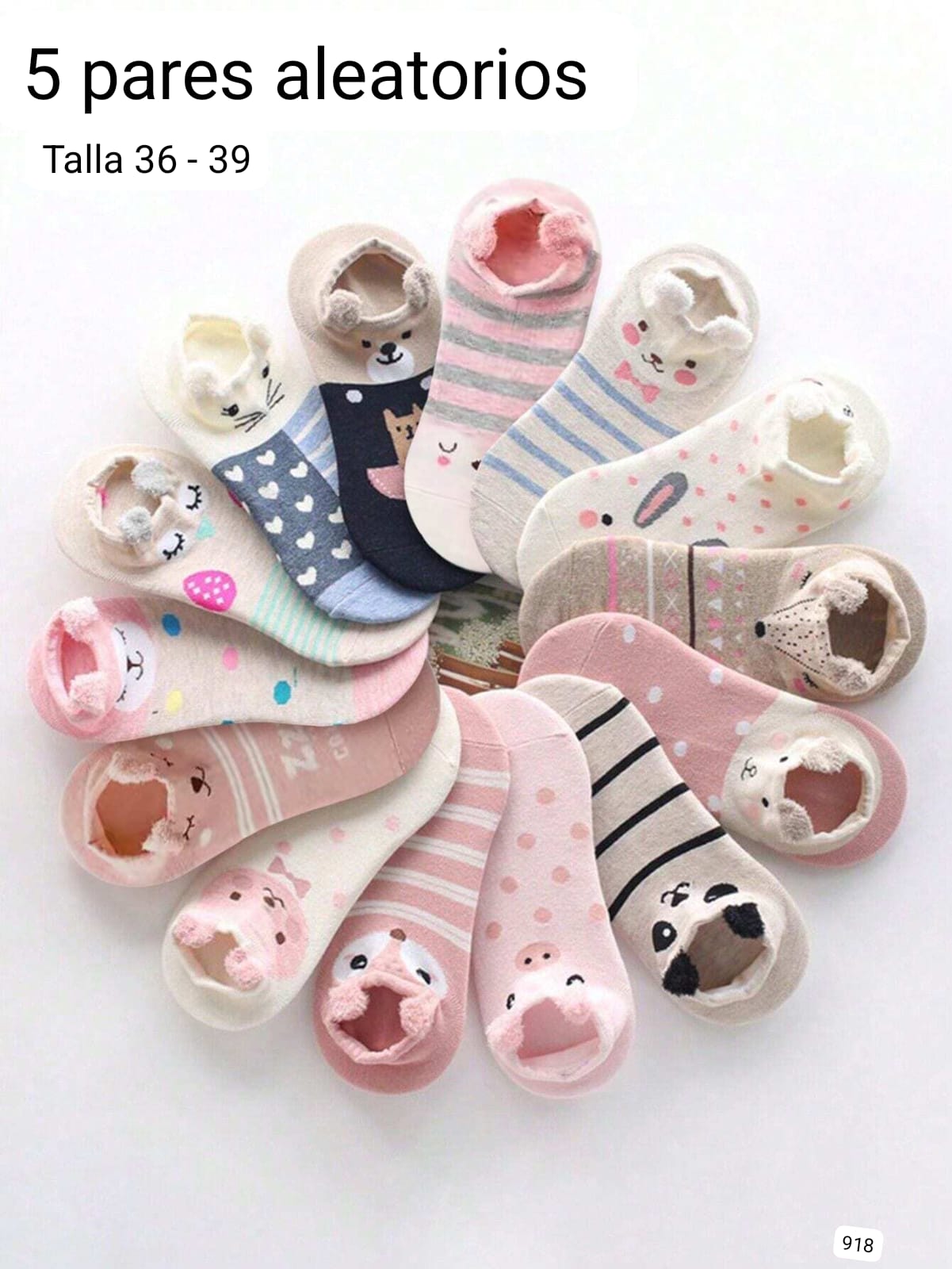 SET 5 PARES DE TOBILLERAS DE ANIMALES DE NIÑA