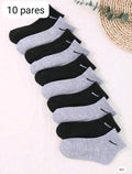 10 PARES DE CALCETAS GRIS Y NEGRO