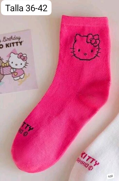PAR DE CALCETAS ROSA FOSFORESCENTE DE HELLO KITTY