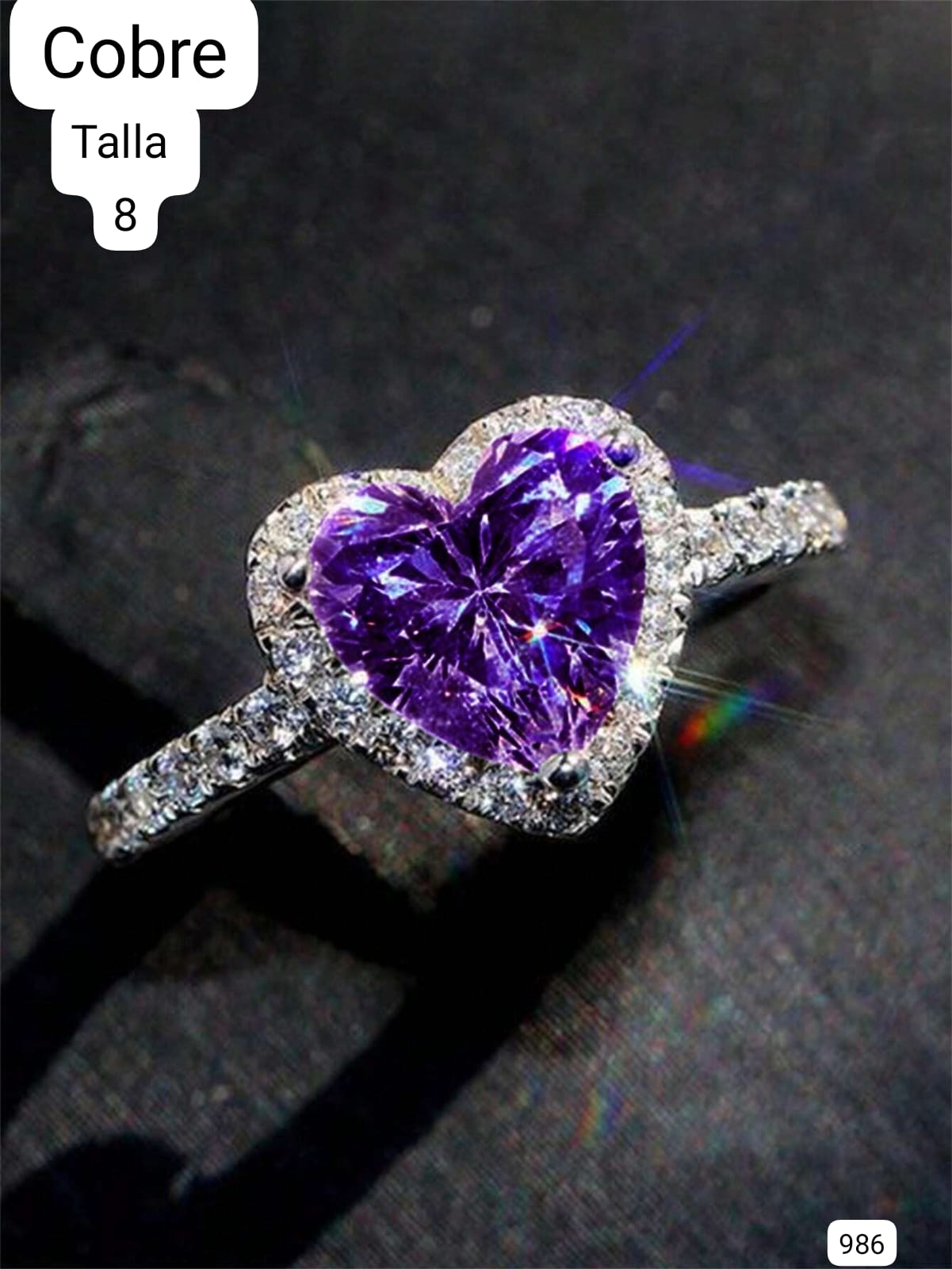 ANILLO DE CORAZÓN MORADO