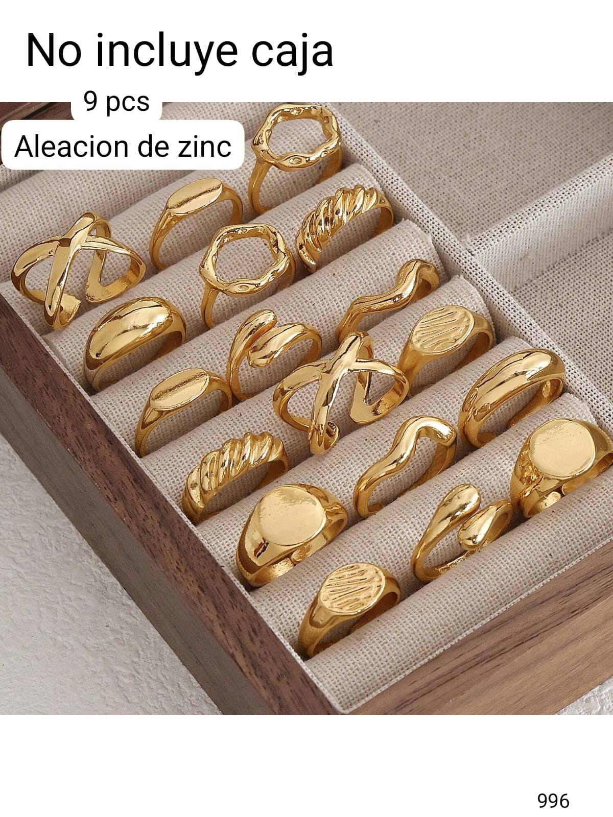9 PIEZAS DE ANILLOS DORADOS