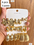 3 PARES DE ARETES DORADOS