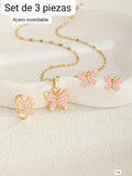 JUEGO DE ACCESORIOS DE MARIPOSA ROSA