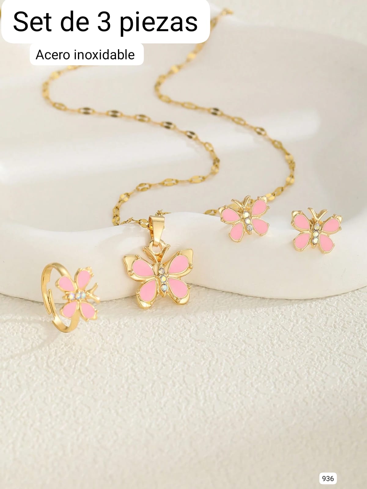 JUEGO DE ACCESORIOS DE MARIPOSA ROSA