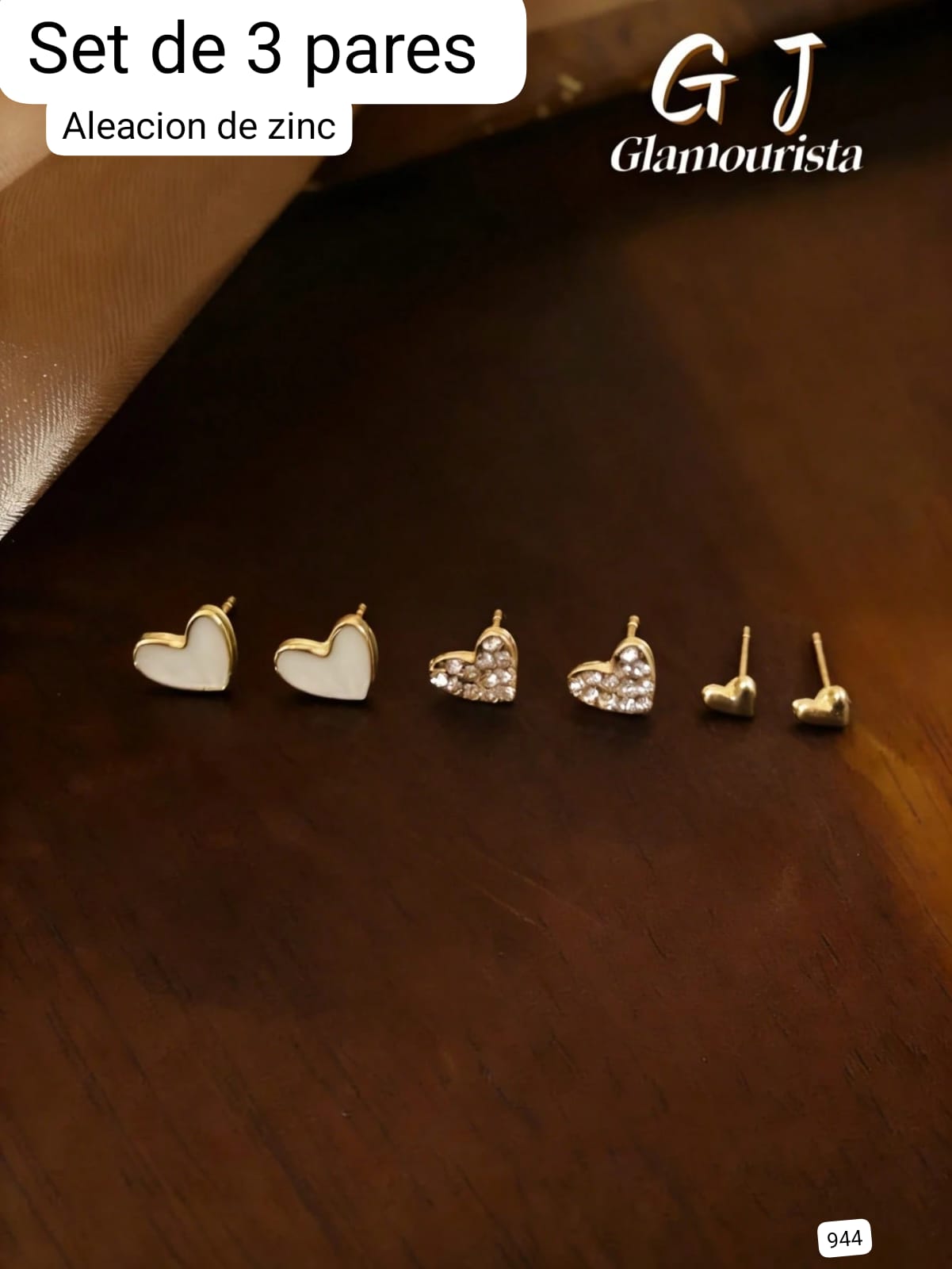 SET DE 3 PARES DE ARETES PEQUEÑOS