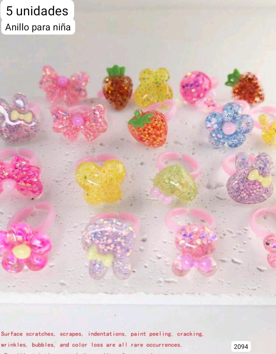 5 UNIDADES DE ANILLOS AJUSTABLES PARA NIÑA