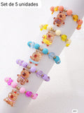 5 PIEZAS DE PULSERAS DE CAPIBARA DE NIÑA