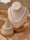 SET DE COLLAR + PULSERA + ARITOS DE PERLAS BLANCAS
