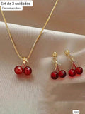 SE DE COLLAR + ARETES DE CEREZA