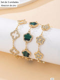 SET DE 3 PULSERAS ESTILO VANCLEF VERDE
