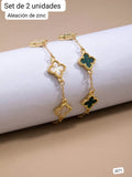 SET DE 2 PULSERAS ESTILO0 VANCLEF BLANCA Y VERDE