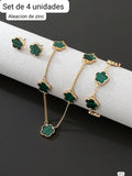 COLLAR + PULSERA + ARETES ESTILO VANCLEF VERDE