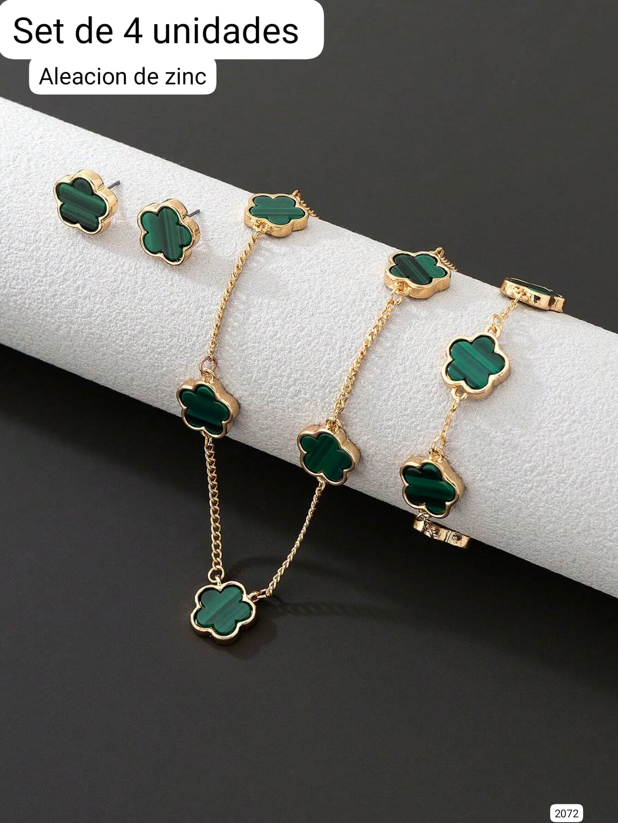 COLLAR + PULSERA + ARETES ESTILO VANCLEF VERDE