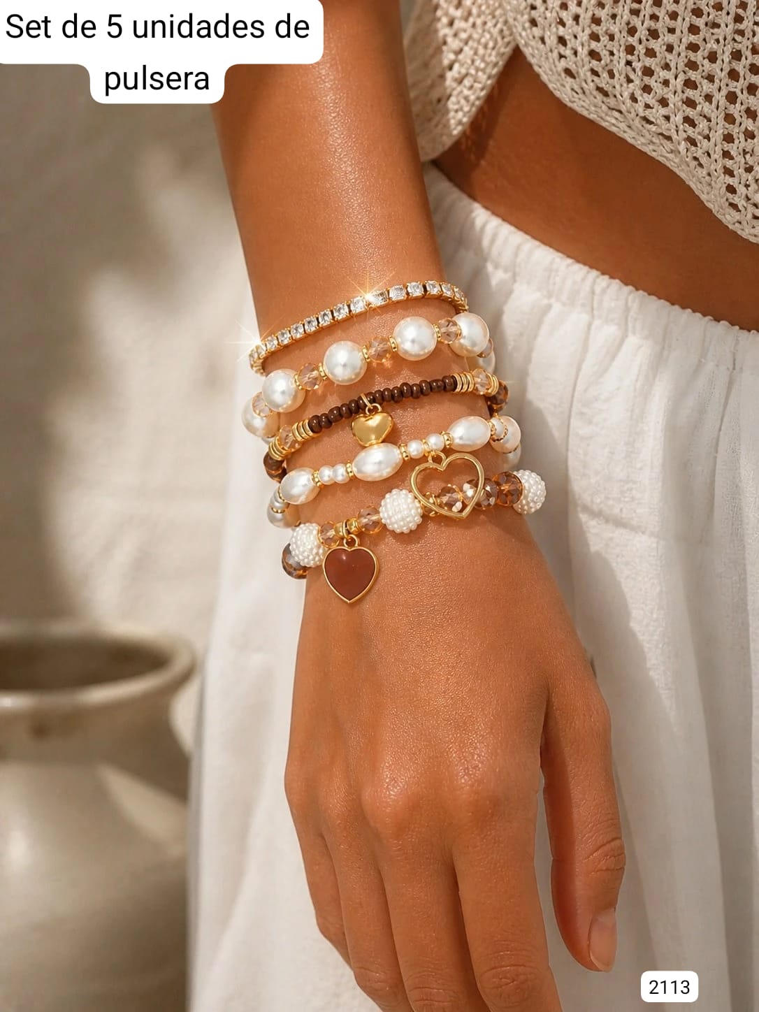 SET DE 5 PULSERAS DE PERLAS