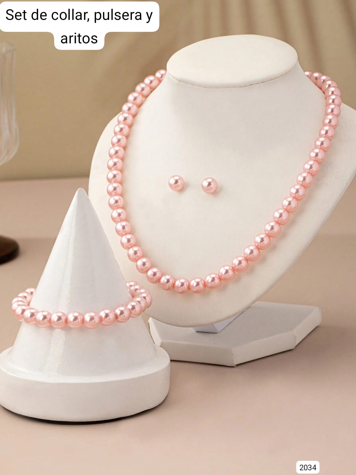 SET DE COLLAR + PULSERA + ARITOS DE PERLAS