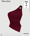 BLUSA SWEETRA ASIMETRICA CON DIJEN DE METAL
