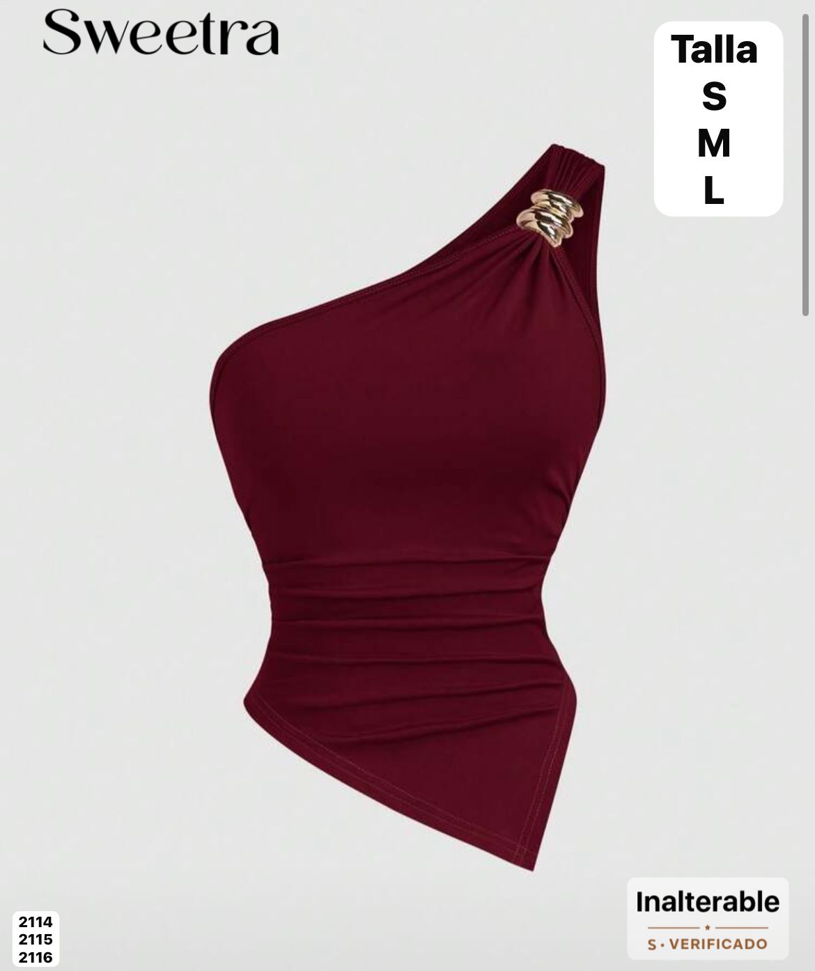 BLUSA SWEETRA ASIMETRICA CON DIJEN DE METAL