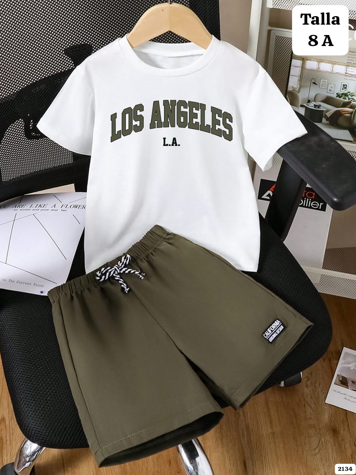CONJUNTO DE SHORT VERDE DE NIÑO