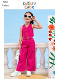 CONJUNTO DE PANTALONETA ROSADA DE NIÑA