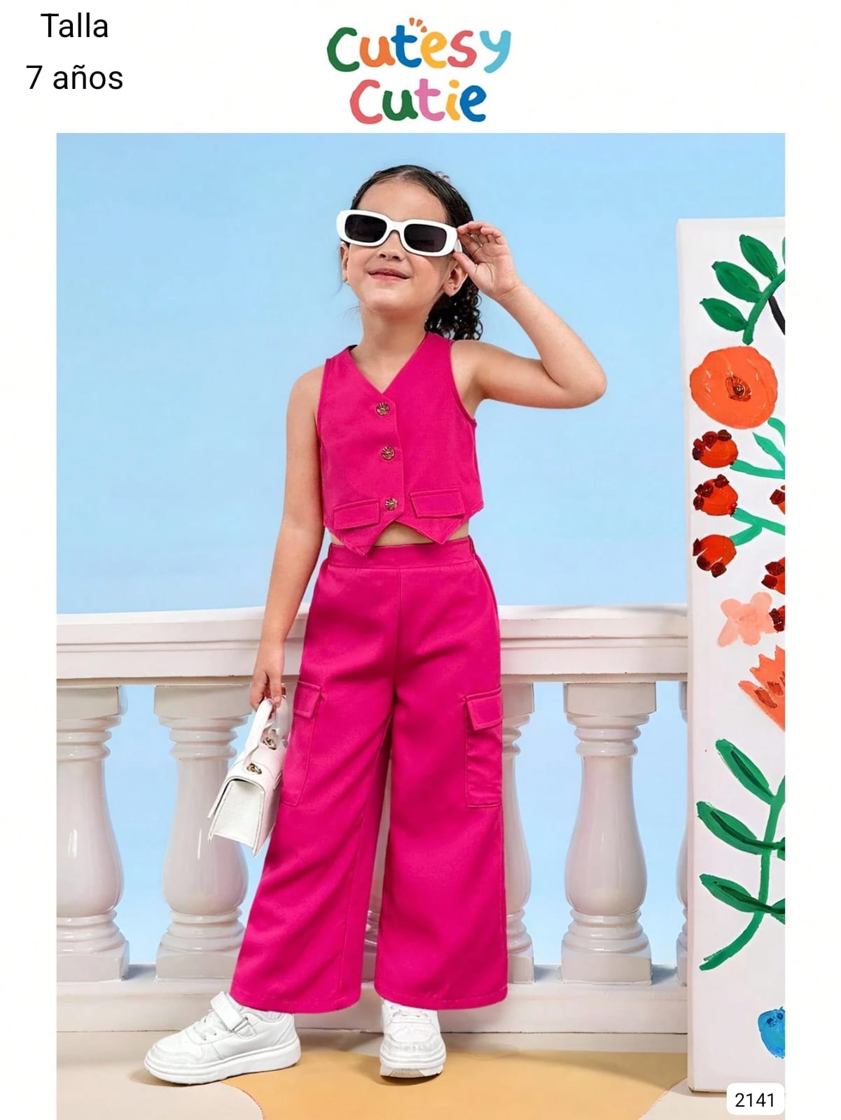 CONJUNTO DE PANTALONETA ROSADA DE NIÑA