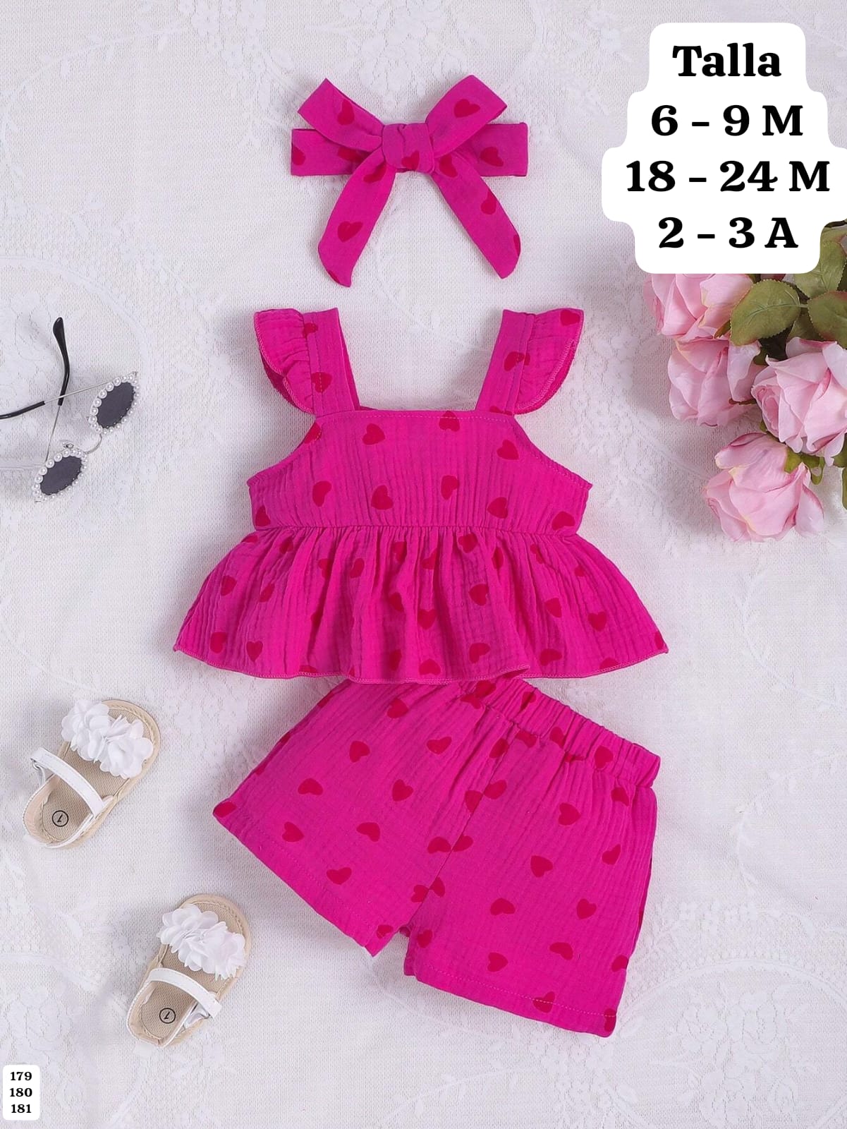 CONJUNTO ROSA FUCSIA DE SHORT DE NIÑA