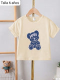 CAMISA BEIGE DE OSO AZUL DE NIÑO